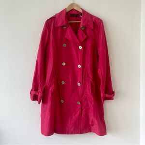 Chico’s Black Label Fuchsia Trench Coat Size Large 12
